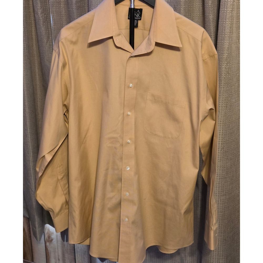 Jos. A. Bank Traveler's Collection Button Up Dress Shirt Mens Size 16-34 Tan